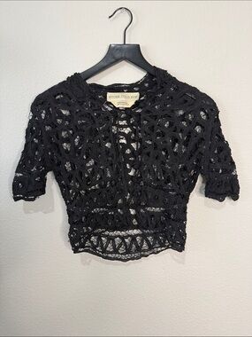 Stone Cold Fox Black Crochet Crop Top Size S
